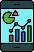 Pie Chart Line Filled Icon vector