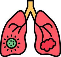 Lung Cancer Line Filled Icon vector