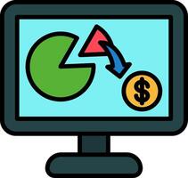 Pie Chart Line Filled Icon vector