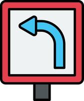 Left Bend Line Filled Icon vector