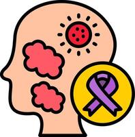 Brain Cancer Line Filled Icon vector