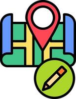 Edit Map Line Filled Icon vector