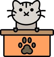 Cat Box Line Filled Icon vector