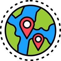 Globe Line Filled Icon vector