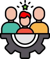 Teamwork Line Filled Icon vector