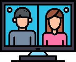Online Interview Line Filled Icon vector