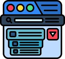 Drop Down Menu Line Filled Icon vector