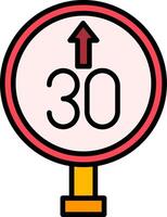 Speed Limit Line Filled Icon vector