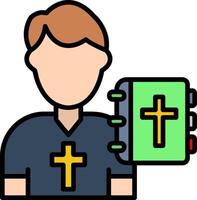 Priest Line Filled Icon vector