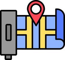 Map Line Filled Icon vector
