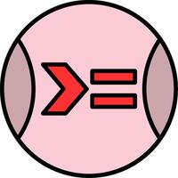 Greater Than Or Equal To Line Filled Icon vector