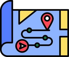 Route Line Filled Icon vector