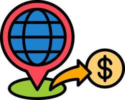 Global Line Filled Icon vector