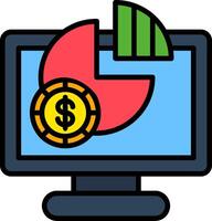 Pie Chart Line Filled Icon vector