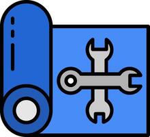 Blueprint Line Filled Icon vector