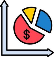 Pie Chart Line Filled Icon vector