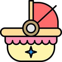 Baby Cot Line Filled Icon vector