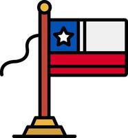 Chile Flag Line Filled Icon vector