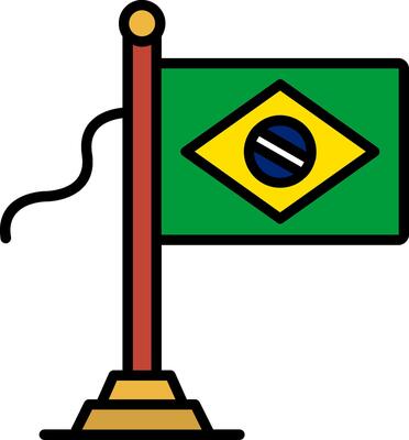 Brazil Flag Line Filled Icon