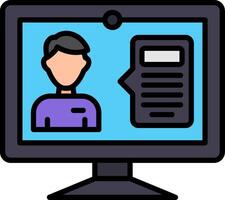 Online Interview Line Filled Icon vector