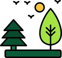 Tree Line Filled Icon vector