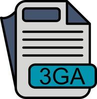 3GA File Format Line Filled Icon vector