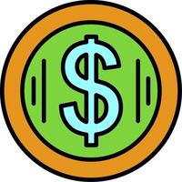 Coin Line Filled Icon vector