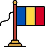 Chad Flag Line Filled Icon vector