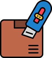 Do Not Open With Knife Line Filled Icon vector