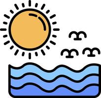 Sun Line Filled Icon vector