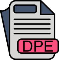 DPE File Format Line Filled Icon vector