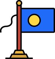 Palau Flag Line Filled Icon vector