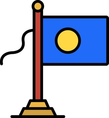 Palau Flag Line Filled Icon