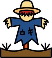 Scarecrow Line Filled Icon vector