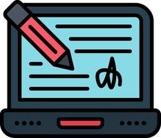 Digital Signature Line Filled Icon vector