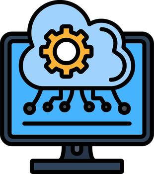 borde informática línea lleno icono vector