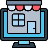 Online Store Line Filled Icon vector