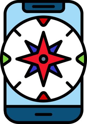 Compass Line Filled Icon