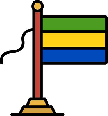 Gabon Flag Line Filled Icon