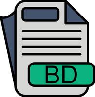 BD File Format Line Filled Icon vector