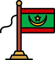 Mauritania Flag Line Filled Icon vector