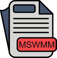 MSWMM File Format Line Filled Icon vector