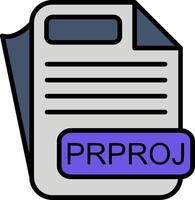 PRPROJ File Format Line Filled Icon vector