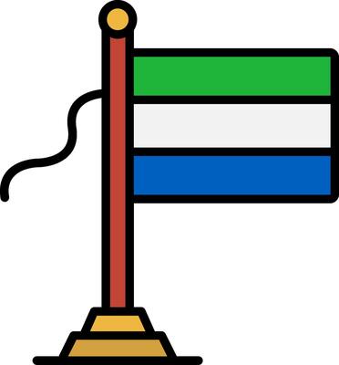 Sierra Leone Flag Line Filled Icon