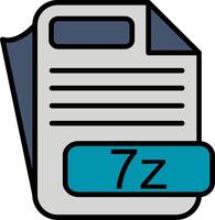 7z File Format Line Filled Icon vector