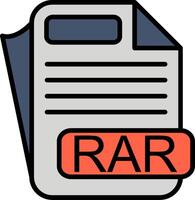 RAR File Format Line Filled Icon vector