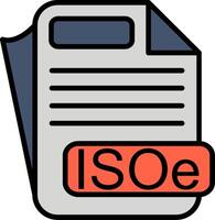 ISOe File Format Line Filled Icon vector