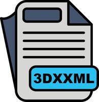 3DXXML File Format Line Filled Icon vector
