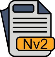 Nv2 File Format Line Filled Icon vector