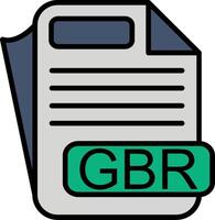 GBR File Format Line Filled Icon vector